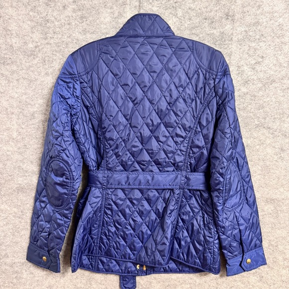 Banana Republic Jacket Womens‎ Small Navy Quilted Belted Equestrian Buckles - Picture 4 of 10